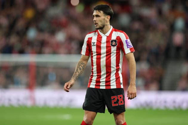 Sunderland, England, 16th September 2026. Enzo Le Fee during the Sunderland vs AZ Alkmaar UEFA Europa League match at the Stadium Of Light, Sunderland. Picture credit should read: Nigel Roddis Sportimage EDITORIAL USE ONLY. No use with unauthorised audio, video, data, fixture lists, club league logos or live services. Online in-match use limited to 120 images, no video emulation. No use in betting, games or single club league player publications. SPI_088_NR_SUND_AZAL SPI-5002-0088