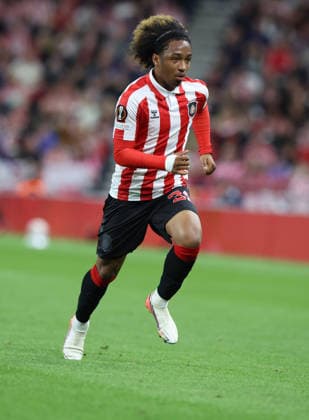 Sunderland, England, 16th September 2026. Malick Fofana of Sunderland during the Sunderland vs AZ Alkmaar UEFA Europa League match at the Stadium Of Light, Sunderland. Picture credit should read: Nigel Roddis Sportimage EDITORIAL USE ONLY. No use with unauthorised audio, video, data, fixture lists, club league logos or live services. Online in-match use limited to 120 images, no video emulation. No use in betting, games or single club league player publications. SPI_089_NR_SUND_AZAL SPI-5002-0089