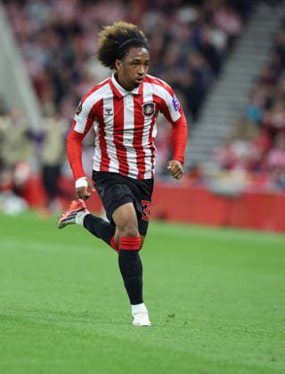 Sunderland, England, 16th September 2026. Malick Fofana of Sunderland during the Sunderland vs AZ Alkmaar UEFA Europa League match at the Stadium Of Light, Sunderland. Picture credit should read: Nigel Roddis Sportimage EDITORIAL USE ONLY. No use with unauthorised audio, video, data, fixture lists, club league logos or live services. Online in-match use limited to 120 images, no video emulation. No use in betting, games or single club league player publications. SPI_091_NR_SUND_AZAL SPI-5002-0091