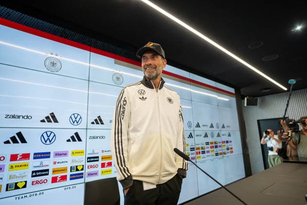 September 17, 2026, GER, UEFA Nations League 2026–2027 Nomination Press Conference with National Team Coach Jürgen Klopp; Jürgen Klopp, National Team Coach, Head Coach; Germany; laughing; in a good mood; grinning; gestures; facial expressions; emotions; Frankfurt; DFB Campus; Frankfurt; Germany Copyright: xnordphotoxGmbHx xChristianxSchulzex