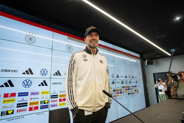 September 17, 2026, GER, UEFA Nations League 2026–2027 Nomination Press Conference with National Team Coach Jürgen Klopp; Jürgen Klopp, National Team Coach, Head Coach; Germany; laughing; in a good mood; grinning; gestures; facial expressions; emotions; Frankfurt; DFB Campus; Frankfurt; Germany Copyright: xnordphotoxGmbHx xChristianxSchulzex