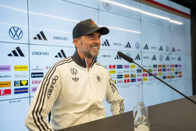 September 17, 2026, GER, UEFA Nations League 2026–2027 Nomination Press Conference with National Team Coach Jürgen Klopp; Jürgen Klopp, National Team Coach, Head Coach; Germany; laughing; in a good mood; grinning; gestures; facial expressions; emotions; Frankfurt; DFB Campus; Frankfurt; Germany Copyright: xnordphotoxGmbHx xChristianxSchulzex