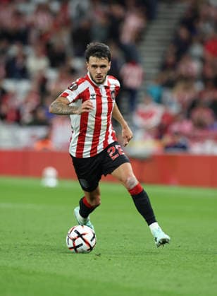 Sunderland, England, 16th September 2026. Enzo Le Fee during the Sunderland vs AZ Alkmaar UEFA Europa League match at the Stadium Of Light, Sunderland. Picture credit should read: Nigel Roddis Sportimage EDITORIAL USE ONLY. No use with unauthorised audio, video, data, fixture lists, club league logos or live services. Online in-match use limited to 120 images, no video emulation. No use in betting, games or single club league player publications. SPI_100_NR_SUND_AZAL SPI-5002-0100