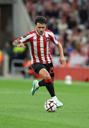 Sunderland, England, 16th September 2026. Enzo Le Fee during the Sunderland vs AZ Alkmaar UEFA Europa League match at the Stadium Of Light, Sunderland. Picture credit should read: Nigel Roddis Sportimage EDITORIAL USE ONLY. No use with unauthorised audio, video, data, fixture lists, club league logos or live services. Online in-match use limited to 120 images, no video emulation. No use in betting, games or single club league player publications. SPI_102_NR_SUND_AZAL SPI-5002-0101