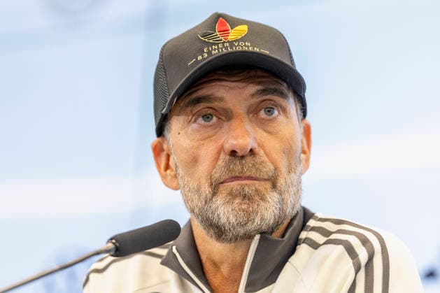 German national team head coach Jürgen Klopp at the press conference announcing the roster for the German national soccer team’s 2026–2027 UEFA Nations League in Frankfurt am Main, Germany, on September 17, 2026. Germany head coach Jürgen Klopp at the squad announcement press conference for the 2026–2027 UEFA Nations League of the German national soccer team in Frankfurt am Main, Germany, on September 17, 2026 DFB and DFL regulations prohibit any use of photographs as image sequences and or quasi-video, Copyright: HMBxMedia xHeikoxBecker