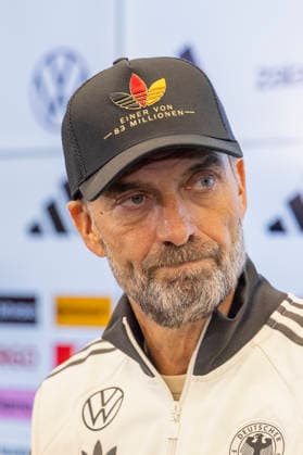 German national team head coach Jürgen Klopp at the press conference announcing the roster for the German national soccer team’s 2026–2027 UEFA Nations League in Frankfurt am Main, Germany, on September 17, 2026. Germany head coach Jürgen Klopp at the squad announcement press conference for the 2026–2027 UEFA Nations League of the German national soccer team in Frankfurt am Main, Germany, on September 17, 2026 DFB and DFL regulations prohibit any use of photographs as image sequences and or quasi-video, Copyright: HMBxMedia xHeikoxBecker