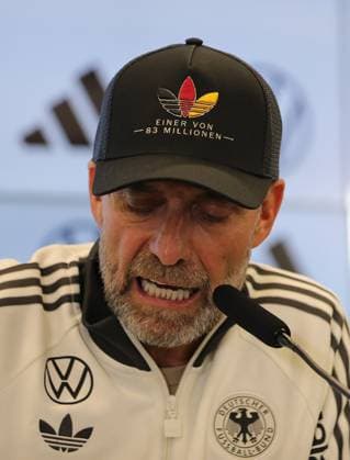 September 17, 2026 xphx Frankfurt am Main, DFB Campus: National Team Coach Jürgen Klopp names the first roster for the German national team. The photo shows National Team Coach Jürgen Klopp wearing the Germany cap; as one of 83 million, he calls for a positive outlook on Germany and German soccer.