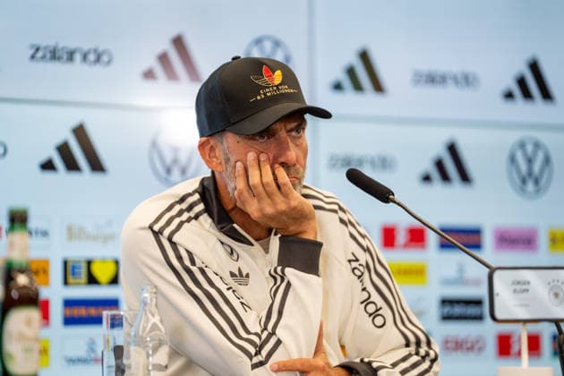 September 17, 2026, GER, UEFA Nations League 2026–2027 Nomination Press Conference with National Team Coach Jürgen Klopp; Jürgen Klopp, National Team Coach, Head Coach, Germany; hands in front of his face, annoyed, gestures, facial expressions, emotions; Frankfurt, DFB Campus, Frankfurt, Germany Copyright: xnordphotoxGmbHx xChristianxSchulzex