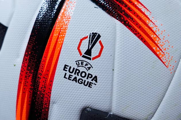 September 16, 2026, xydrx, Men s, Soccer, Europa League, Bayer 04 Leverkusen vs. NK Celje, 2026–2027 Season, BayArena; UEFA Europa League logo on the match ball. Regulations prohibit any use of photographs as image sequences and or quasi-video. Copyright: HMBxMedia YannisxDreimann