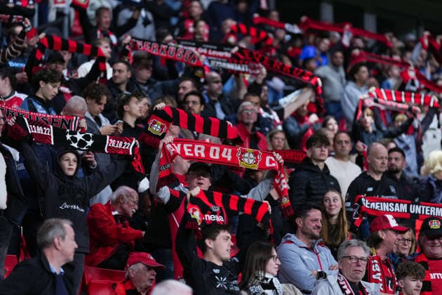 September 16, 2026, xydrx, Men s, Soccer, Europa League, Bayer 04 Leverkusen vs. NK Celje, 2026–2027 season, BayArena: Bayer 04 Leverkusen fans hold up scarves; regulations prohibit any use of photographs as image sequences and or quasi-video Copyright: HMBxMedia YannisxDreimann
