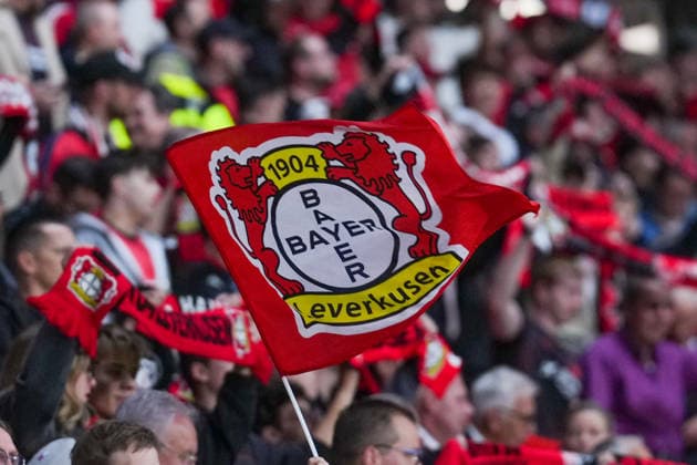 September 16, 2026, xydrx, Men s, Soccer, Europa League, Bayer 04 Leverkusen vs. NK Celje, 2026–2027 season, BayArena A flag featuring the Bayer 04 Leverkusen crest. Regulations prohibit any use of photographs as image sequences and or quasi-video Copyright: HMBxMedia YannisxDreimann