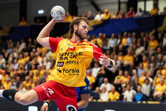 GOG v Pick Szeged, EHF Champions League Handball, Svendborg, Denmark Svendborg, Denmark. 16th, September 2026. Steven Plucnar (83) of GOG seen during the EHF Champions League match between GOG and Pick Szeged at Arena Svendborg in Svendborg. Denmark, Svendborg, Arena Svendborg  Copyright: xGonzalesxPhoto LauxNielsenx
