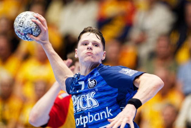 GOG v Pick Szeged, EHF Champions League Handball, Svendborg, Denmark Svendborg, Denmark. 16th, September 2026. Peter Lukacs (7) of Pick Szeged seen during the EHF Champions League match between GOG and Pick Szeged at Arena Svendborg in Svendborg. Denmark, Svendborg, Arena Svendborg  Copyright: xGonzalesxPhoto LauxNielsenx