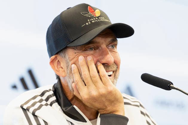 German national team head coach Jürgen Klopp at the press conference announcing the roster for the 2026–2027 UEFA Nations League for the German national soccer team in Frankfurt am Main, Germany, on September 17, 2026. Germany head coach Jürgen Klopp at the squad announcement press conference for the 2026–2027 UEFA Nations League of the German national soccer team in Frankfurt am Main, Germany, on September 17, 2026 DFB and DFL regulations prohibit any use of photographs as image sequences and or quasi-video, Copyright: HMBxMedia xHeikoxBecker