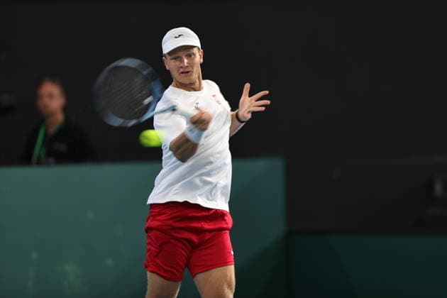 Polish Davis Cup Team training prior to the Davis Cup World Group I against Australia at Pat Rafter Arena in Brisbane, Australia - 17 Sept 2026 Maks Ka?nikowski seen in action during the Polish Davis Cup Team training at Pat Rafter Arena in preparation for the upcoming Davis Cup World Group I against Australia. Brisbane Australia Copyright: xRichardxHainesx xSOPAxImagesx Richard Haines Poland DC (10)