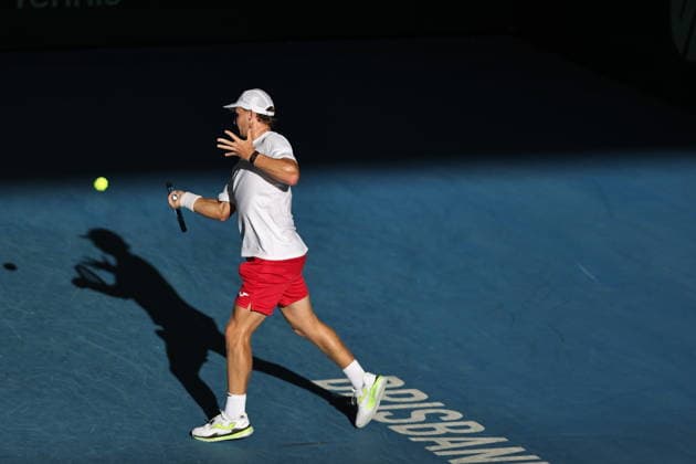 Polish Davis Cup Team training prior to the Davis Cup World Group I against Australia at Pat Rafter Arena in Brisbane, Australia - 17 Sept 2026 Maks Ka?nikowski seen in action during the Polish Davis Cup Team training at Pat Rafter Arena in preparation for the upcoming Davis Cup World Group I against Australia. Brisbane Australia Copyright: xRichardxHainesx xSOPAxImagesx Richard Haines Poland DC (13)