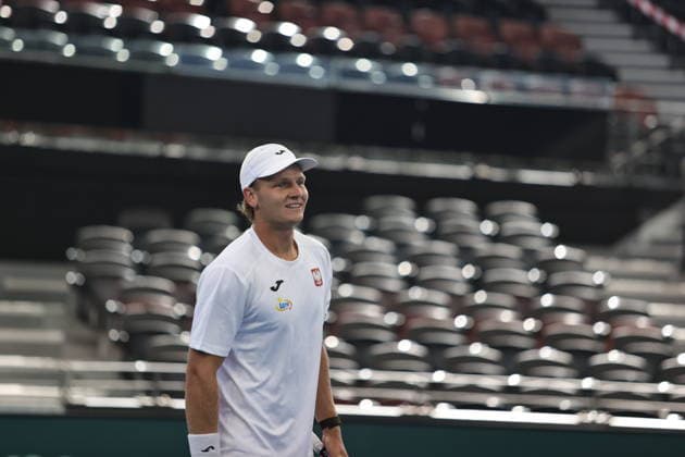Polish Davis Cup Team training prior to the Davis Cup World Group I against Australia at Pat Rafter Arena in Brisbane, Australia - 17 Sept 2026 Kamil Majchrzak seen in action during the Polish Davis Cup Team training at Pat Rafter Arena in preparation for the upcoming Davis Cup World Group I against Australia. Brisbane Australia Copyright: xRichardxHainesx xSOPAxImagesx Richard Haines Poland DC (5)