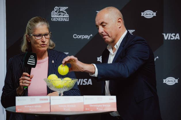 TENNIS - Davis Cup, AUT vs BEL VIENNA,AUSTRIA,17.SEP.26 - TENNIS - ITF Davis Cup, qualification round 2, Austria vs Belgium, preview. Image shows Sabine Schulz and Christophe Dister.  GEPAxpictures xAlexanderxSolc