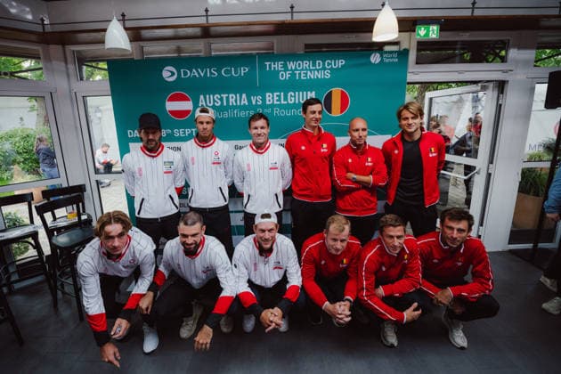 TENNIS - Davis Cup, AUT vs BEL VIENNA,AUSTRIA,17.SEP.26 - TENNIS - ITF Davis Cup, qualification round 2, Austria vs Belgium, preview. Image shows the team of Austria and Belgium.  GEPAxpictures xAlexanderxSolc