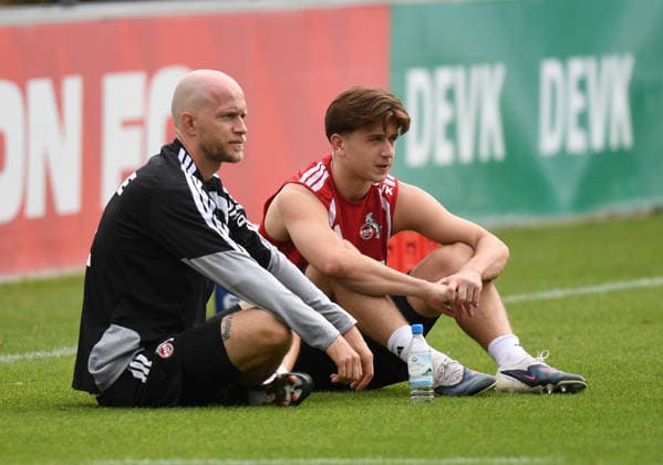 September 17, 2026, xophax, Soccer, Bundesliga 1, 1. FC Köln Training: Coach Rene Wagner of 1. FC Köln and Mikey Moore, right; 1. FC Köln. DFL and DFB regulations prohibit any use of photographs as image sequences and or quasi-video. Cologne