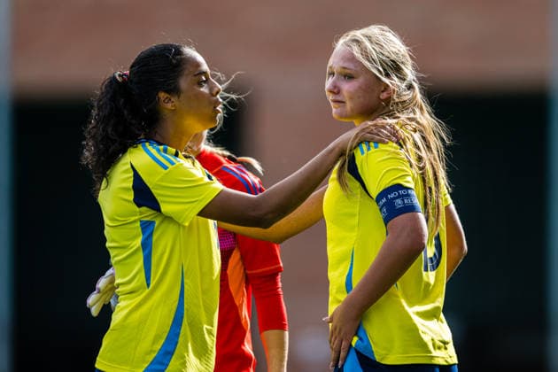 September 17, 2026: Tove Schlyter of Sweden looks dejected after the Under-15 friendly match between Norway and Sweden on September 17, 2026 in Lorenskog. Photo by Marius Simensen. BILDBYRAN COP 238 bbeng women s soccer football Norway Sweden friendly match  Copyright: MARIUSxSIMENSEN BB260917BB276