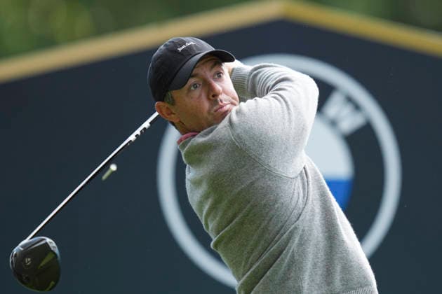 VIRGINIA WATER, ENGLAND - SEPTEMBER 17: Rory McIlroy (IRE) plays from the third tee during Round 1 at the BMW PGA, Golf Herren Championship at Wentworth Golf Club, Virginia Water on September 17, 2026 in Surrey, England The BMW PGA Championship