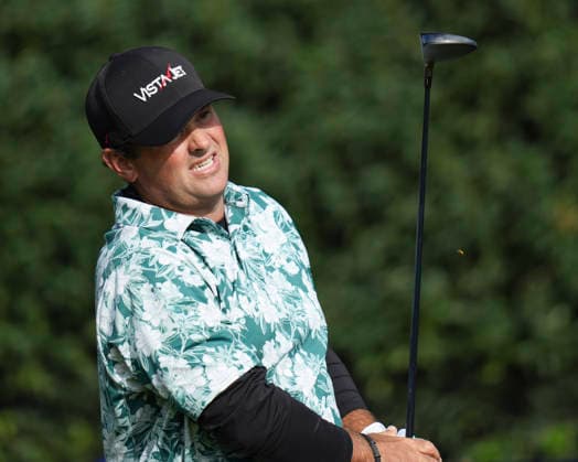 VIRGINIA WATER, ENGLAND - SEPTEMBER 17: Patrick Reed (USA) plays from the eighteenth tee during Round 1 at the BMW PGA, Golf Herren Championship at Wentworth Golf Club, Virginia Water on September 17, 2026 in Surrey, England The BMW PGA Championship