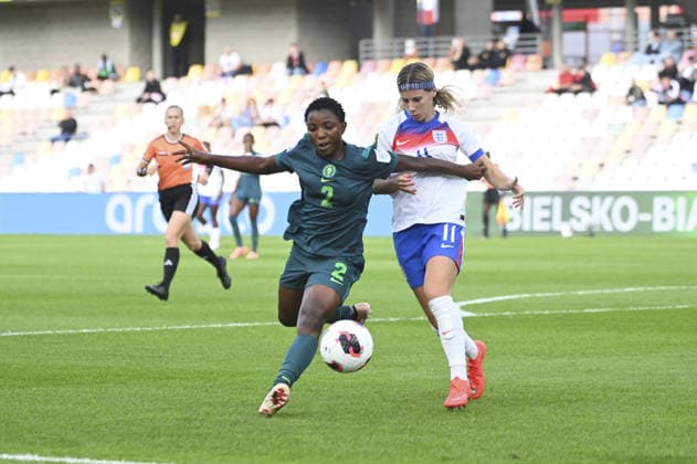 IPA88638336 - Favour Nkwocha (NGA) and Vera Jones (ENG) during the Round of 16 match between England and Nigeria at the FIFA U-20 Women s World Cup in Bielsko-Bia?a, Poland, on September 17, 2026  Copyright: xMichalxDubiel IPAxSportx xx IPA88638336