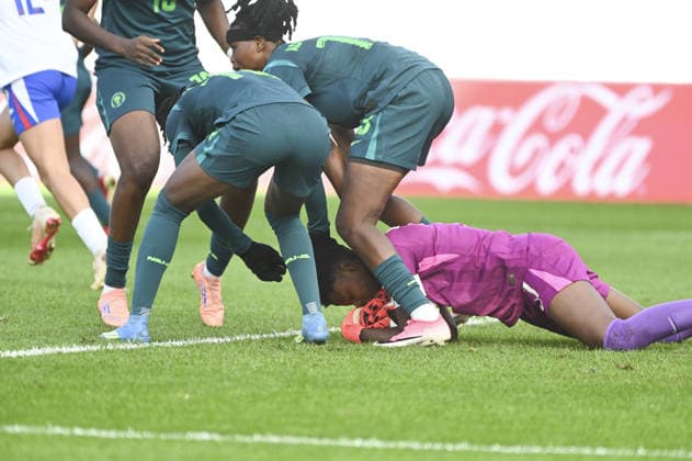 IPA88638340 - Christiana Uzoma (NGA) celebrates after saving a penalty kick during the Round of 16 match between England and Nigeria at the FIFA U-20 Women s World Cup in Bielsko-Bia?a, Poland, on September 17, 2026  Copyright: xMichalxDubiel IPAxSportx xx IPA88638340