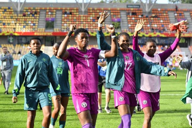 IPA88639789 - The Nigerian team celebrates after winning the match and advancing to the next round of the FIFA U-20 Women s World Cup following the Round of 16 match between England and Nigeria in Bielsko-Bia?a, Poland, on September 17, 2026  Copyright: xMichalxDubiel IPAxSportx xx IPA88639789