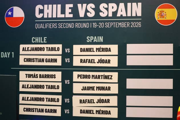 Tenis, Chile vs Espana. Sorteo para los partidos entre Chile contra Espana por Copa Davis. Santiago, Chile. 17 09 2026 Jonnathan Oyarzun Photosport Tennis, Chile vs Spain. Draw for the matches between Chile against Spain for the Davis Cup. Santiago, Chile. 17 09 2026 Jonnathan Oyarzun Photosport Sorteo Copa Davis 2026 Chile vs Espana