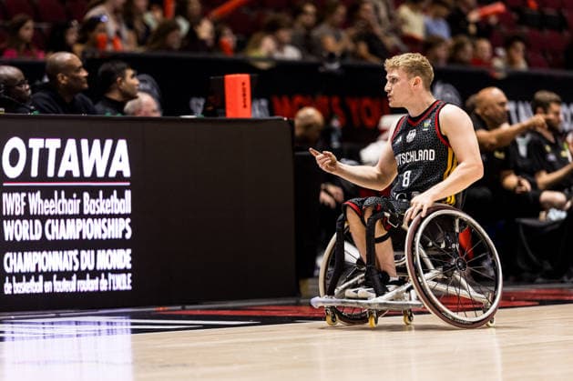 OTTAWA, CANADA - SEPTEMBER 17: Tobias Hell (Germany, 8) gestures during the Ottawa IWBF Wheelchair Basketball World Championships semi final match between Australia vs. Germany at Arena at TD Place on matchday 9 of the Ottawa IWBF Wheelchair Basketball World Championships on September 17, 2026 in Ottawa, Canada. Canada Copyright: xSteffiexWunderlx