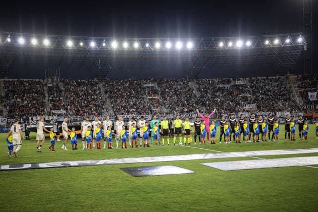 UEFA Europa League - OFI Crete FC vs TSG 1899 Hoffenheim - Players of OFI Crete FC and of TSG 1899 Hoffenheim line up during the UEFA Europa League Phase matchday 1 soccer match between OFI Crete FC and TSG 1899 Hoffenheim at the Georgios Pankritio Stadium, in Heraklion, Greece, 17 September 2026. IMAGO ONE INCH PRODUCTIONS PIRAEUS GREECE Copyright: xONExINCHxPRODUCTIONSx 7090055