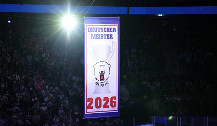 The Eisbären present the 12th championship banner: Sport Eishockey Penny DEL German Ice Hockey League, Game 1 of the 2026–2027 season, September 17, 2026—EHC Eisbären Berlin (EBB) vs. Straubing Tigers