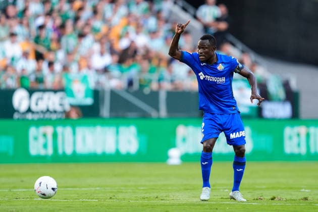 September 17, 2026, Sevilla, Sevilla, Spain: Dakonam Djene of Getafe CF gestures during the Spanish league, LaLiga EA Sports, football match played between Real Betis and Getafe CF at La Cartuja stadium on September 17, 2026, in Sevilla, Spain. Sevilla Spain - ZUMAa181 20260917_zaa_a181_027 Copyright: xJoaquinxCorcherox