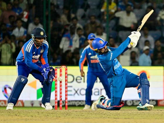 AFG vs IND, 3rd T20I New Delhi, Sep 17 (ANI): Afghanistan s Rashid Khan gets bowled by India s Ravi Bishnoi during the 3rd T20I at Arun Jaitley Stadium, in New Delhi on Thursday. NEW DELHI Delhi India Copyright: xANIx ANI_20260917444