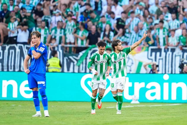 September 17, 2026, Sevilla, Sevilla, Spain: Abde Ezzalzouli of Real Betis Balompie celebrates after scoring his team s first goal during the Spanish league, LaLiga EA Sports, football match played between Real Betis and Getafe CF at La Cartuja stadium on September 17, 2026, in Sevilla, Spain. Sevilla Spain - ZUMAa181 20260917_zaa_a181_046 Copyright: xJoaquinxCorcherox