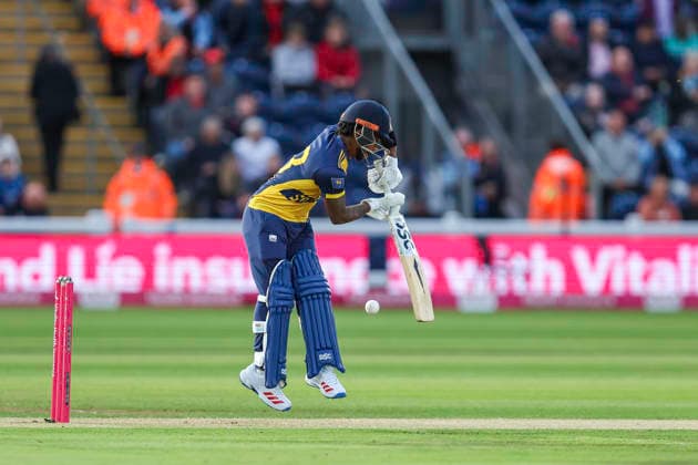 England v Sri Lanka - 2nd Vitality IT20 18, Pathum Nissanka of Sri Lanka plays a defensive shot during the Second Men s International T20 Match between England and Sri Lanka at the Sophia Gardens in Cardiff, on September 17, 2026. Cardiff South Glamorgan United Kingdom  Copyright: xMIxNewsx originalFilename:fletcher-englandv260917_npkuW.jpg