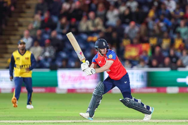 England v Sri Lanka - 2nd Vitality IT20 Will Jacks of England, batting number 85, plays a shot during the second men s international T20 match between England and Sri Lanka at Sophia Gardens in Cardiff, on September 17, 2026. Cardiff South Glamorgan United Kingdom  Copyright: xMIxNewsx originalFilename:fletcher-englandv260917_npTIr.jpg