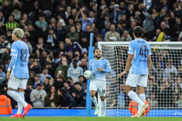 Manchester City v Norwich City - Carabao Cup Third Round Rayan Cherki of Manchester City celebrates his goal to make it 2-0 during the Carabao Cup round 3 match between Manchester City and Norwich City at Etihad Stadium in Manchester, United Kingdom, on September 17, 2026. Manchester Greater Manchester United, ManU Kingdom  Copyright: xNewsxImagesx originalFilename:cosgrove-carabaoc260917_np386