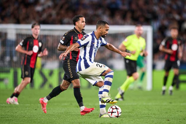 Real Sociedad de Futbol v AFC Bournemouth - UEFA Europa League 2026 27 League Phase MD1 Yangel Herrera of Real Sociedad with the ball during the UEFA Europa League 2026 27 Phase MD1 match between Real Sociedad and AFC Bournemouth at Estadio Anoeta in San Sebastian, Spain, on September 17, 2026. San Sebastian Spain  Copyright: xCesarxOrtizxGonzalezx originalFilename:ortizgonzalez-realsoci260917_npdOK.jpg