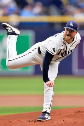 September 17, 2026, St. Petersburg, Florida, USA: Tampa Bay Rays starting pitcher Drew Rasmussen (57) delivers a pitch during an MLB, Baseball Herren, USA game against the Athletics on September 17, 2026 at Tropicana Field. The Rays beat the Athletics 10-1 and swept the series. St. Petersburg USA - ZUMAh180 20260917_zsp_h180_006 Copyright: xKimxHukarix