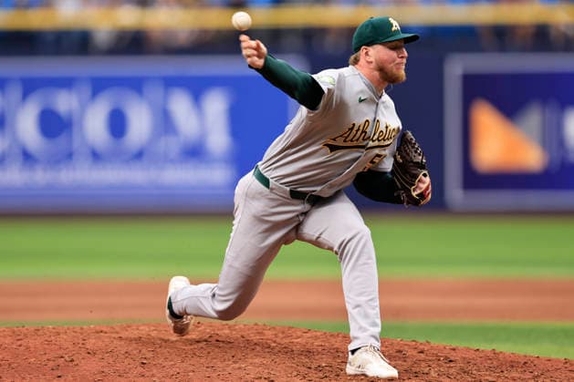 September 17, 2026, St. Petersburg, Florida, USA: Athletics pitcher Chris Roycroft (56) delivers a pitch during an MLB, Baseball Herren, USA game against the Tampa Bay Rays on September 17, 2026 at Tropicana Field. The Rays beat the Athletics 10-1 and swept the series. MLB 2026: Tampa Bay Rays 10 : 1 Athletics  - ZUMAh180 20260917_zsp_h180_084 Copyright: xKimxHukarix