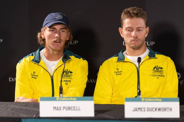 TENNIS DAVIS CUP DRAW, Max Purcell addresses media during a press conference, PK, Pressekonferenz following a Davis Cup draw event at Pat Rafter Arena, Brisbane, Friday, September 18, 2026. ( NO ARCHIVING  Copyright: xRUSSELLxFREEMANx 20260918120356359826