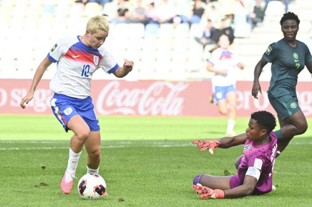 SOCCER - FIFA World Cup, WM, Weltmeisterschaft, Fussball - U-20 Women s - England vs. Nigeria Photo by IPA ABACAPRESS.COM88638588 - Lola Brown (ENG) and Christiana Uzoma (NGA) during the Round of 16 match of the FIFA U-20 Women s World Cup between England and Nigeria, in Bielsko-Biala, Poland, on September 17, 2026 Bielsko-Biala Poland  Copyright: xIPAxSport ABACAx