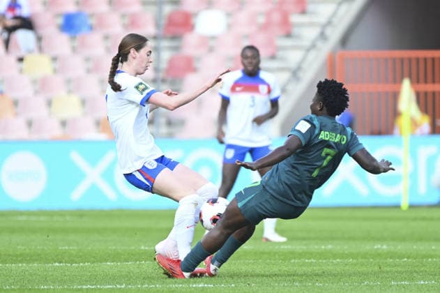 SOCCER - FIFA World Cup, WM, Weltmeisterschaft, Fussball - U-20 Women? - England vs. Nigeria Photo by IPA ABACAPRESS.COM88638353 - May Sarwie (ENG) and Jumai Adebayo (NGA) during the Round of 16 match of the FIFA U-20 Women s World Cup between England and Nigeria, in Bielsko-Biala, Poland, on September 17, 2026 Bielsko-Biala Poland  Copyright: xIPAxSport ABACAx