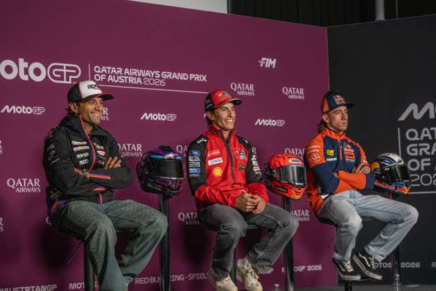MOTORSPORTS - MotoGP - Austrian Grand Prix Photo by IPA ABACAPRESS.COM88640908 - Jorge Martin (Aprilia Racing), Marc Marquez (Ducati Lenovo Team) and Pedro Acosta (Red Bull KTM Factory Racing) during the pre-event press conference, PK, Pressekonferenz for the Austrian MotoGP Grand Prix at the Red Bull Ring racetrack in Spielberg, Austria, on September 17, 2026. Austria Austria  Copyright: xIPAxSport ABACAx