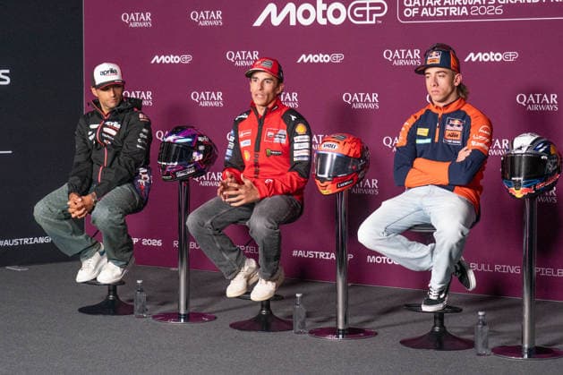 MOTORSPORTS - MotoGP - Austrian Grand Prix Photo by IPA ABACAPRESS.COM88641914 - Jorge Martin (Aprilia Racing), Marc Marquez (Ducati Lenovo Team), Pedro Acosta (Red Bull KTM Factory Racing) during the pre-event press conference, PK, Pressekonferenz for the Austrian MotoGP Grand Prix at the Red Bull Ring racetrack in Spielberg, Austria, on September 17, 2026. Austria Austria  Copyright: xIPAxSport ABACAx