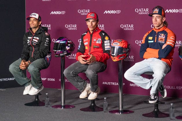 MOTORSPORTS - MotoGP - Austrian Grand Prix Photo by IPA ABACAPRESS.COM88641915 - Jorge Martin (Aprilia Racing), Marc Marquez (Ducati Lenovo Team), Pedro Acosta (Red Bull KTM Factory Racing) during the pre-event press conference, PK, Pressekonferenz for the Austrian MotoGP Grand Prix at the Red Bull Ring racetrack in Spielberg, Austria, on September 17, 2026. Austria Austria  Copyright: xIPAxSport ABACAx