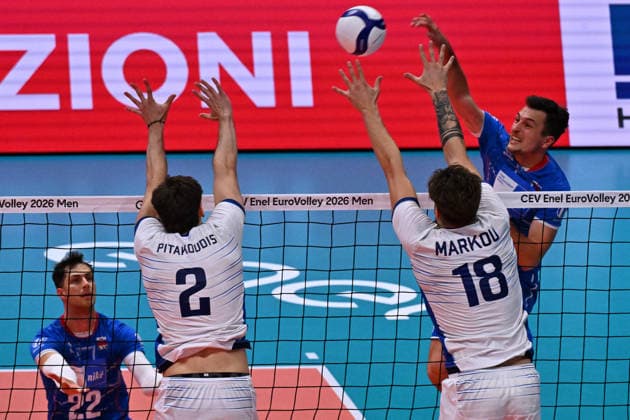 VOLLEYBALL - CEV Eurovolley Men - Slovakia vs. Greece Photo by IPA ABACAPRESS.COM88642377 - MARKOU Angelos (Greece) Modena Italy  Copyright: xIPAxSport ABACAx